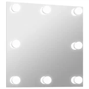 Vidaxl Stensko ogledalo z LED lučkami kvadratno steklo
