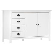 vidaXL Komoda Hill Range bela 130x40x80 cm trdna borovina