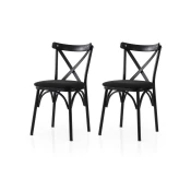 Hanah Home Set trpezarijskih stolica Ekol 290 V2, 2 komada, Crni