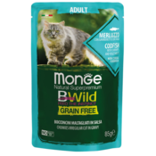 MONGE Sos za macke sa bakalarom, škampima i povrcem Bwild adult grain free 85g