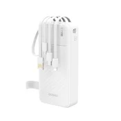 shumee K11 Pro 20000mAh prenosna baterija z vgrajenimi kabli - bela