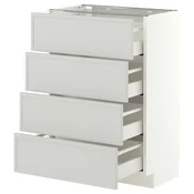 METOD / MAXIMERA Podni element 4 fronta/4 fioke, bela/Aspudden svetlosiva, 60x37 cm