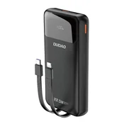 DUDAO Powerbank 20.000 mAh, 22,5 W PD, USB-C, USB-A z vgrajenimi kabli za iPhone Lightning in USB-C – črn