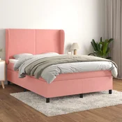 Greatstore Box spring postelja z vzmetnico roza 140x190 cm žamet