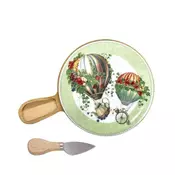 Brandani Set deska za rezanje+nož za sir Wonderland 29,5x20cm/porcelan, inox, les