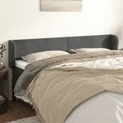 Vidaxl Vzglavje z ušesi temno sivo 203x23x78/88 cm žamet