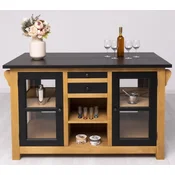 Casa Padrino country style kitchen island black/natural 150 x 90 x H. 90 cm - Solid wood kitchen cabinet - Country style kitchen furniture - Dining room furniture in country style