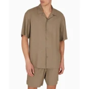 Emporio Armani za moške. EM000593_AF12356 Rjava lanena srajca (L), Priložnostno, Kratek rokav