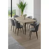 HANAH HOME Rasklopivi trpezarijski sto i stolice (7 delova) Asfel Travertine Grey