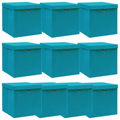 Vidaxl Škatle za shranjevanje s pokrovi x 10 baby modre 32x32x32 cm