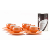 Danesi La Forma Sprint darilni paket - Darks Cassette Kava 250g + 6 skodelic za espresso in 6 krožničkov - oranžna