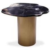 Casa Padrino luxury side table black/brass 58.5 x 60.5 x H. 51 cm - Stainless steel table with marble top - Living room furniture - Luxury furniture - Living room furnishings
