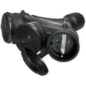 TROPOLNA SCHUKO VTIČNICA IP44 3X2P+Z 16A 250V ČRNI RAZDELJEVALNIK