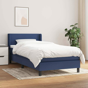 Greatstore Box spring postelja z vzmetnico modra 90x190 cm blago