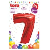 BALON XL, ŠTEVILKA 7, 60 CM, MAT RDEČA
