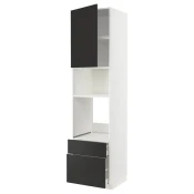 METOD / MAXIMERA Vis.el.pecn./mikrotal. s vrat/2fiok, bela/Nickebo boja antracita, mat, 60x60x240 cm