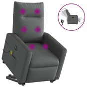 Vidaxl Električni masažni naslanjač s funkcijo vstajanja temno siv