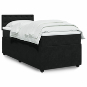vidaXL Box spring postelja z vzmetnico črn 90x190 cm žamet