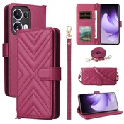 Overboard Ovitek za Oppo Reno 13 Pro 5G, usnjena denarnica čez telo, bordo