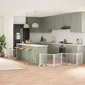 Vrata za pse s vratašcima 8 panela sklopiva 640 cm drvo topole