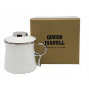 Elegantna bela porcelanasta skodelica z infuzerjem in srebrnim ročajem, 350 ml