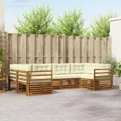 Set vanjskih sofa 6 kom. Prirodna i krem Cvrsto drvo akacije
