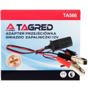 Adapter za baterijo – vtičnica za avtomobilski vžigalnik s krokodilskimi sponkami, 12 V adapter TA566
