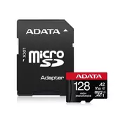 A-DATA UHS-I U3 MicroSDXC 128GB V30S class 10 + adapter AUSDX128GUI3V30SHA2-RA1