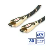 ROLINE Roline HDMI priključni kabel HDMI-A  vtič\, HDMI-A  vtič 2.00 m črna/zlata 11.04.5691 #####4K UHD\, dvojno oklopljen HDMI kabel, (20415544)