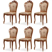 Casa Padrino luxury baroque dining chair set of 6 with elegant pattern gold/multicolored/brown - Baroque style kitchen chairs - Magnificent luxury dining room furniture in baroque style