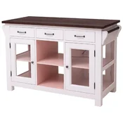 Casa Padrino country style kitchen island light gray/pink/dark brown 135 x 65 x H. 90 cm - Dining room cabinet - Country style kitchen furniture - Dining room furniture in country style