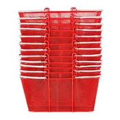VEVOR Nakupovalna košara 22L zložljiva kovinska košara z ročaji 42x32x19 cm rdeča