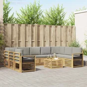 Setovi sofa 10 pcs Bijela i svjetlosiva 59 x 59 x 37 cm