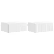 vidaXL Stenski nočni omarici 2 pcs Bela visok sijaj 49 x 34,5 x 20 cm