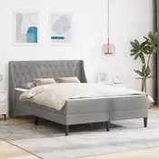 vidaXL Posteljni okvir z vzmetnico Svetlo siva 140 x 190 cm Žamet