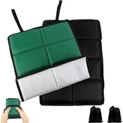 Zložljiva potovalna blazina set 2 kosov, termo izolacijska podloga za sedenje, vodoodporna Oxford tkanina s srebrno prevleko, polnjena z biserno peno, 39x29 cm, črno-zelena, za pohodništvo in piknik