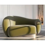 Casa Padrino luxury velvet armchair left side green/brass 110 x 105 x H. 78 cm - Living room armchair - Hotel armchair - Living room furniture - Hotel furniture - Luxury furniture