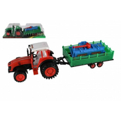 Teddies Traktor z vleko z rotavatorjem 52cm plastika z vztrajnikom 2 barvi v blister pakiranju