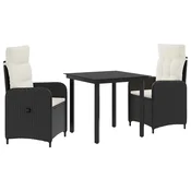 vidaXL Set miz za kavč z blazino z blazino 3 pcs Črna in krem bela