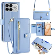 GS Ovitek za Xiaomi Poco F8 Ultra, denarnica z zadrgo, moder