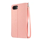 AVIZAR Preklopni etui za iPhone 17e videz karbona z držalom za kartice in stojalom, Roza, (5000274760)