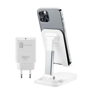 CellularLine Hitri polnilec CELLULARLINE 20 W + namizno stojalo 2v1, (5000229071)