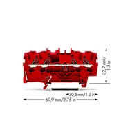 WAGO Prevodna sponka 5.2 mm z natezno vzmetjo rdeče barve WAGO 2002-1403 100 kosov