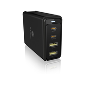 IcyBox USB punjac, 4 ulaza, 100 W, Power Delivery 3.0, GaN podrška, crni (IB-PS104-PD)
