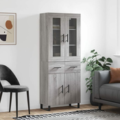 Greatstore Visoka komoda siva sonoma 69,5x34x180 cm inženirski les