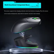 ThundeRobot Bežicni gaming miš, 2.4GHz, Bluetooth, USB, Sivi