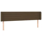 Vidaxl Vzglavje z ušesi temno rjavo 203x16x78/88 cm blago