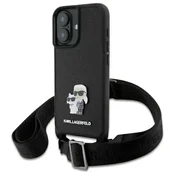 slomart Etui Karl Lagerfeld Saffiano Karl&Choupette Metal Pin CBDY Strap za iPhone 16 - črno