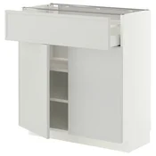 METOD / MAXIMERA Podni element s fiokom/2 vrata, bela/Aspudden svetlosiva, 80x37 cm