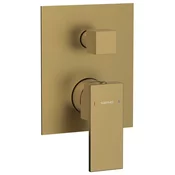 CUBEMIX concealed shower mixer tap, 2 outlets, gold matt - Zlata mat barva - Sapho - CUBEMIX - 72 - Medeninasti - Vzvod - Kvadratni - Tlak - 120 - 150 - 14